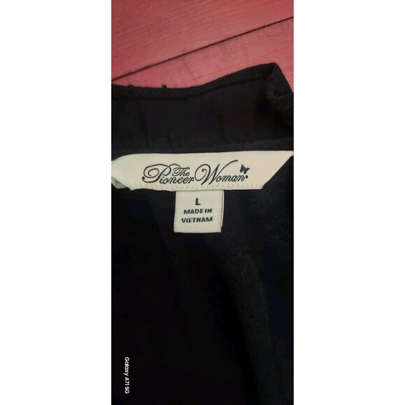 ! Tiered Midi Ruffle Jacquard Print Dress  Large Black  3/4 Sleeves - Picture 4 of 11